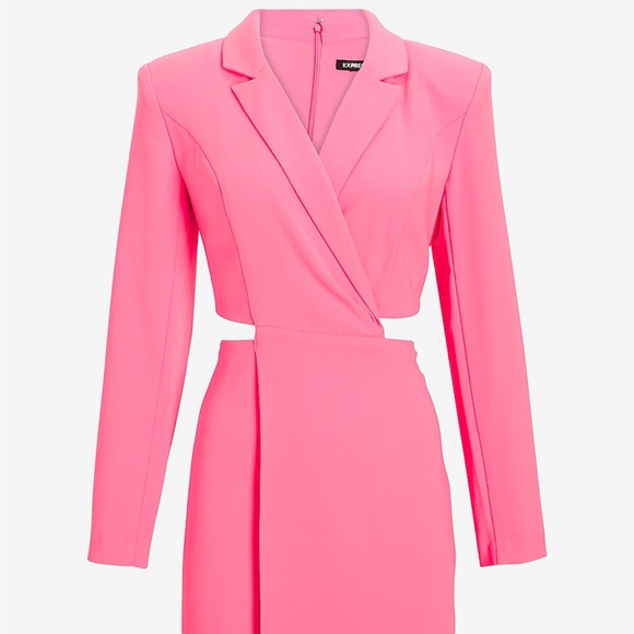 express pink blazer dress Cutout Mini Blazer Dress